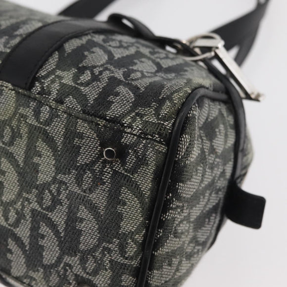 Christian Dior Trotter Canvas Handtas Zwart Zilver Auth 156495