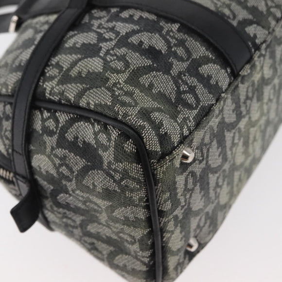 Christian Dior Trotter Canvas Handtas Zwart Zilver Auth 156495