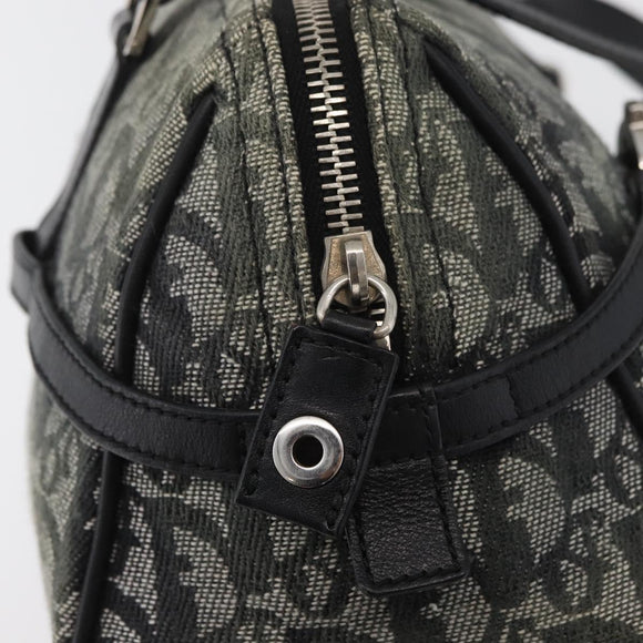 Christian Dior Trotter Canvas Handtas Zwart Zilver Auth 156495