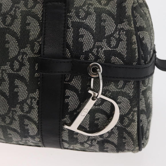 Christian Dior Trotter Canvas Handtas Zwart Zilver Auth 156495