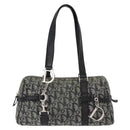 Christian Dior Trotter Canvas Hand Bag Black Silver Auth 156495-2