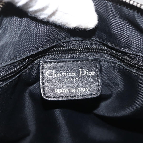 Christian Dior Trotter Canvas Handtas Zwart Zilver Auth 156495