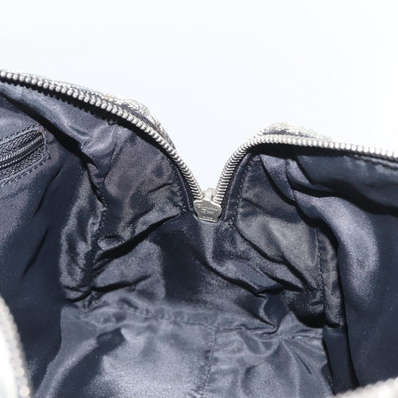 Christian Dior Trotter Canvas Handtas Zwart Zilver Auth 156495