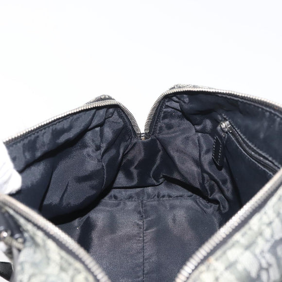 Christian Dior Trotter Canvas Handtas Zwart Zilver Auth 156495