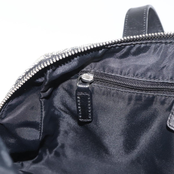 Christian Dior Trotter Canvas Handtas Zwart Zilver Auth 156495