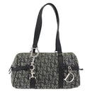 Christian Dior Trotter Canvas Handtas Zwart Zilver Auth 156495-13