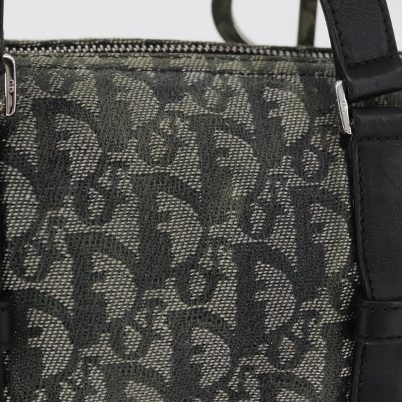 Christian Dior Trotter Canvas Handtas Zwart Zilver Auth 156495