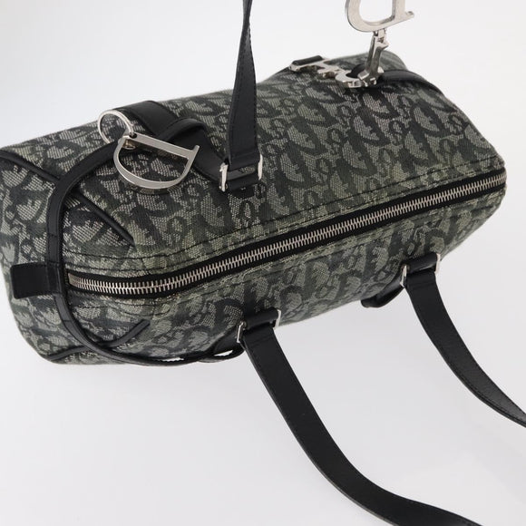 Christian Dior Trotter Canvas Hand Bag Black Silver Auth 156495