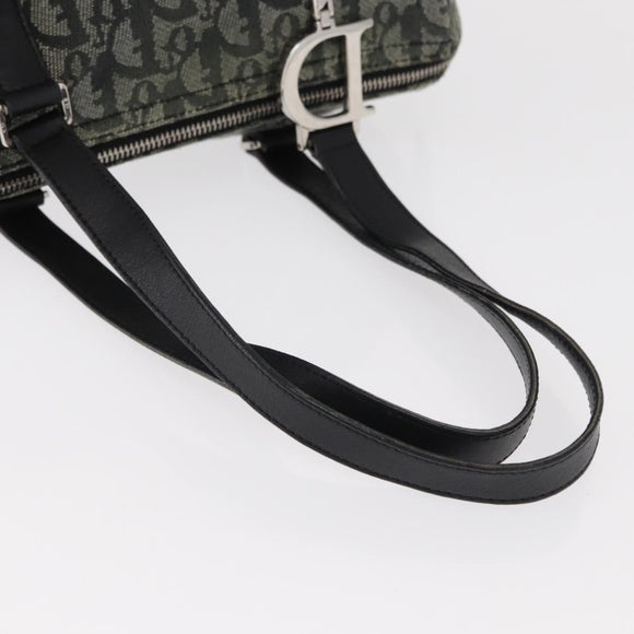 Christian Dior Trotter Canvas Hand Bag Black Silver Auth 156495