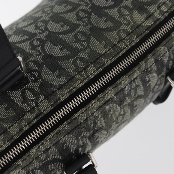 Christian Dior Trotter Canvas Handtas Zwart Zilver Auth 156495
