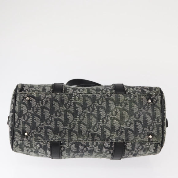 Christian Dior Trotter Canvas Hand Bag Black Silver Auth 156495