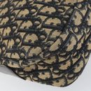 Christian Dior Trotter Canvas Shoulder Bag Navy Gold Auth 156496-16