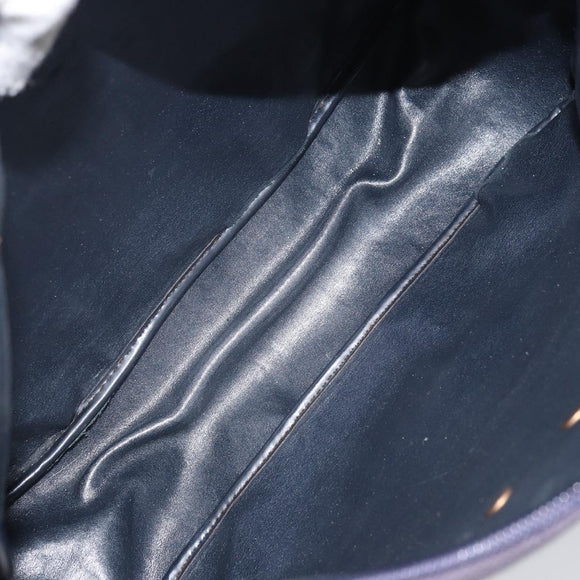 Christian Dior Trotter Canvas Shoulder Bag Navy Gold Auth 156496