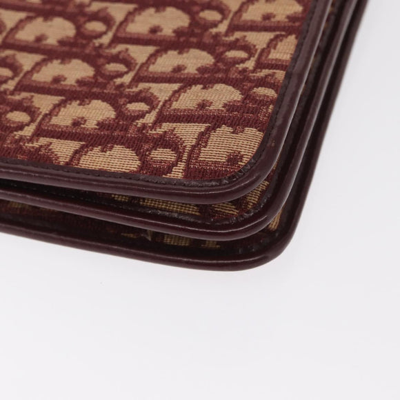 Christian Dior Trotter Canvas Chain Shoulder Bag Red Gold Auth 156497