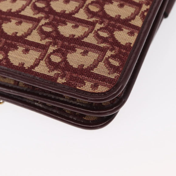 Christian Dior Trotter Canvas Chain Shoulder Bag Red Gold Auth 156497