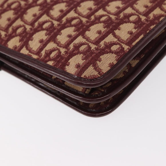 Christian Dior Trotter Canvas Chain Shoulder Bag Red Gold Auth 156497