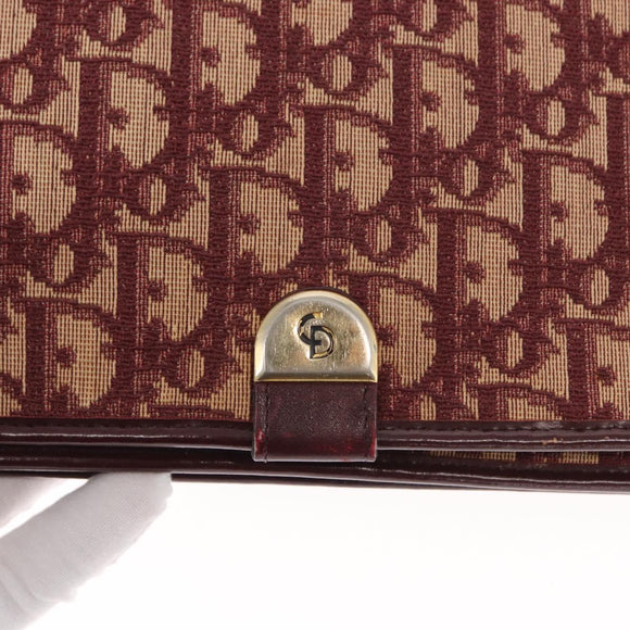 Christian Dior Trotter Canvas Chain Shoulder Bag Red Gold Auth 156497