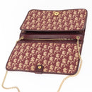 Christian Dior Trotter Canvas Chain Shoulder Bag Red Gold Auth 156497-16