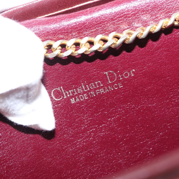 Christian Dior Trotter Canvas Chain Shoulder Bag Red Gold Auth 156497