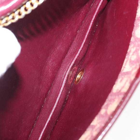 Christian Dior Trotter Canvas Chain Shoulder Bag Red Gold Auth 156497