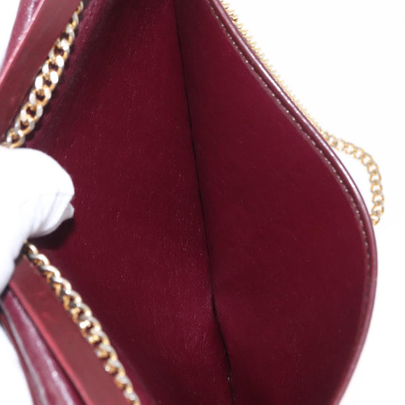 Christian Dior Trotter Canvas Chain Shoulder Bag Red Gold Auth 156497