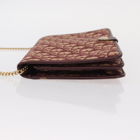Christian Dior Trotter Canvas Chain Shoulder Bag Red Gold Auth 156497