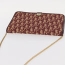 Christian Dior Trotter Canvas Chain Shoulder Bag Red Gold Auth 156497-7