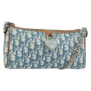 Christian Dior Trotter Canvas Romantic Shoulder Bag PVC Navy Silver Auth 156499-1