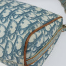 Christian Dior Trotter Canvas Romantic Shoulder Bag PVC Navy Silver Auth 156499-10