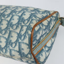 Christian Dior Trotter Canvas Romantic Shoulder Bag PVC Navy Silver Auth 156499-12