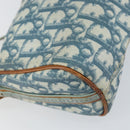 Christian Dior Trotter Canvas Romantic Shoulder Bag PVC Navy Silver Auth 156499-13