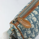 Christian Dior Trotter Canvas Romantic Shoulder Bag PVC Navy Silver Auth 156499-15