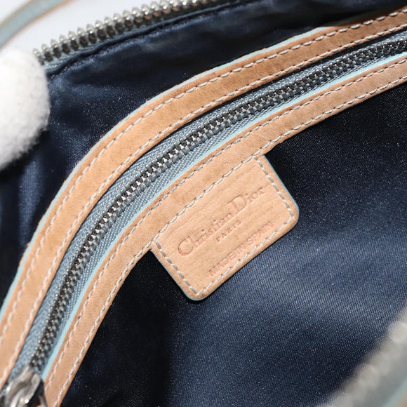 Christian Dior Trotter Canvas Romantic Shoulder Bag PVC Navy Silver Auth 156499