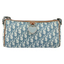 Christian Dior Trotter Canvas Romantic Shoulder Bag PVC Navy Silver Auth 156499-2