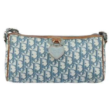 Christian Dior Trotter Canvas Romantic Shoulder Bag PVC Navy Silver Auth 156499 - 0