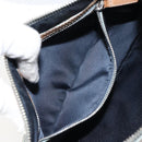 Christian Dior Trotter Canvas Romantic Shoulder Bag PVC Navy Silver Auth 156499-21