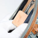 Christian Dior Trotter Canvas Romantic Shoulder Bag PVC Navy Silver Auth 156499-22