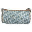 Christian Dior Trotter Canvas Romantic Shoulder Bag PVC Navy Silver Auth 156499-3