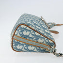 Christian Dior Trotter Canvas Romantic Shoulder Bag PVC Navy Silver Auth 156499-4