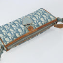 Christian Dior Trotter Canvas Romantic Shoulder Bag PVC Navy Silver Auth 156499-6