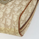 Christian Dior Trotter Canvas Romantic Schultertasche PVC Beige Silber Auth 156500-14