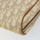 Christian Dior Trotter Canvas Romantic Schultertasche PVC Beige Silber Auth 156500-16