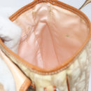 Christian Dior Trotter Canvas Romantic Schultertasche PVC Beige Silber Auth 156500-19