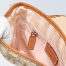 Christian Dior Trotter Canvas Romantic Schultertasche PVC Beige Silber Auth 156500-21