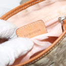 Christian Dior Trotter Canvas Romantic Schultertasche PVC Beige Silber Auth 156500-12