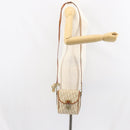 Christian Dior Trotter Canvas Romantic Schultertasche PVC Beige Silber Auth 156500-23
