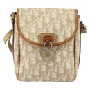 Christian Dior Trotter Canvas Romantic Schultertasche PVC Beige Silber Auth 156500-13