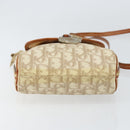 Christian Dior Trotter Canvas Romantic Schultertasche PVC Beige Silber Auth 156500-5