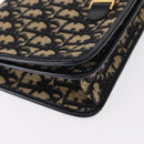 Christian Dior Trotter Canvas Chain Shoulder Bag Navy Gold Auth 156501V-11