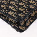 Christian Dior Trotter Canvas Chain Shoulder Bag Navy Gold Auth 156501V-13